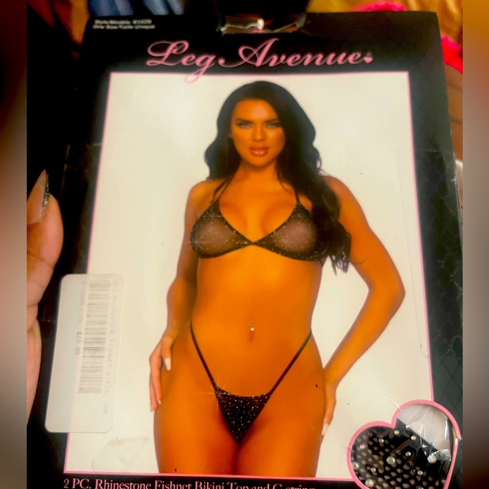 Two-piece rhinestone lingerie